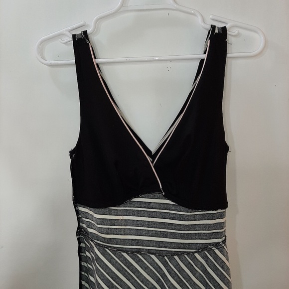 Windsor LastTango InParis PinkTrim&Flower B&W ArtDeco Diagonal Stripe DanceDress - Picture 5 of 9